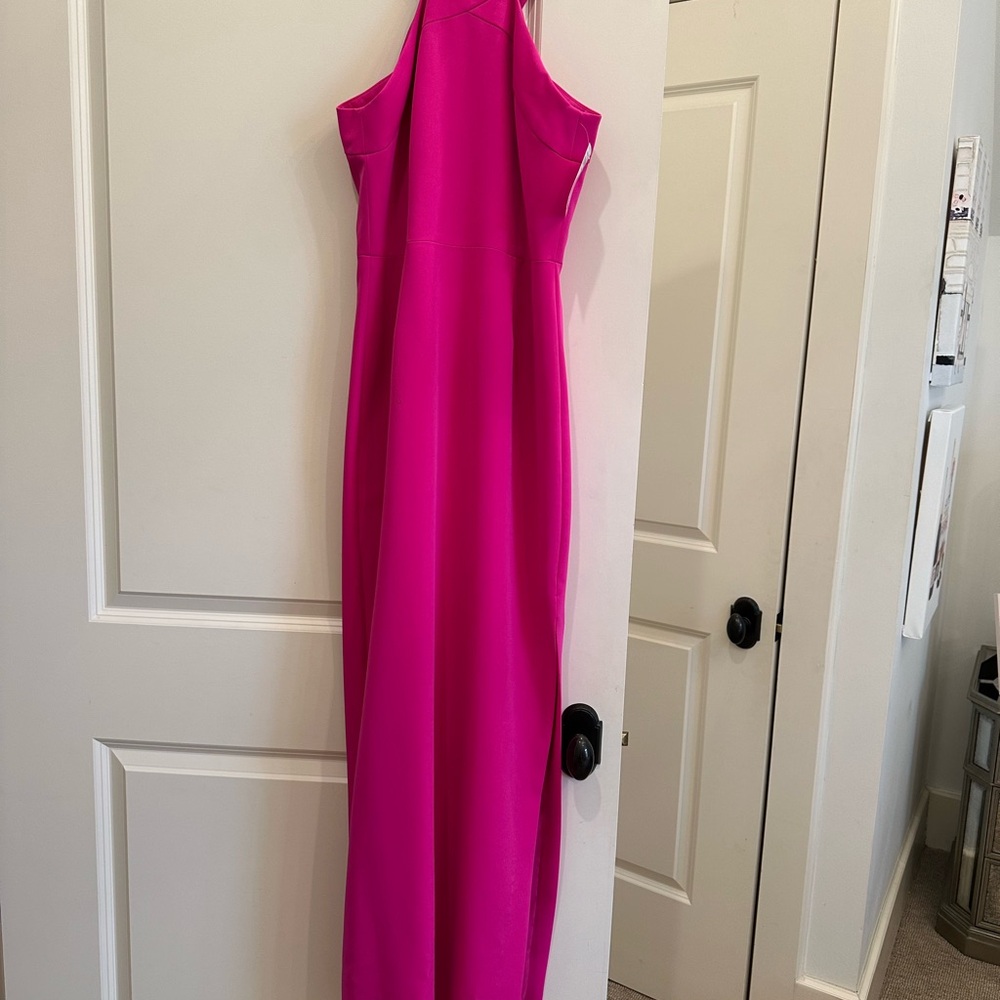 Trina Turk Pink Sheath Cocktail Dress with Sleeveless Halter Neckline